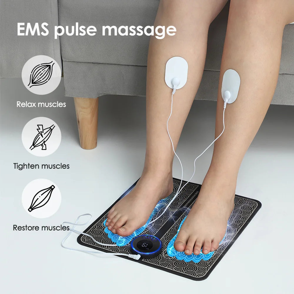 EMS Electric Foot Massager Pad – Muscle Stimulator for Pain Relief, Circulation & Relaxation