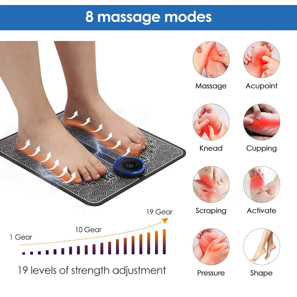 EMS Electric Foot Massager Pad – Muscle Stimulator for Pain Relief, Circulation & Relaxation